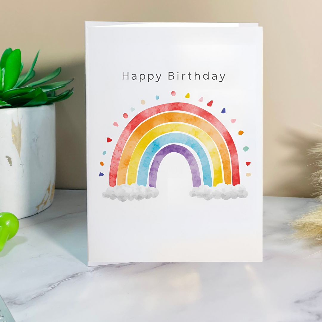 Rainbow-Themed Braille Birthday Card
