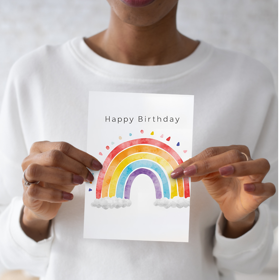 Rainbow-Themed Braille Birthday Card