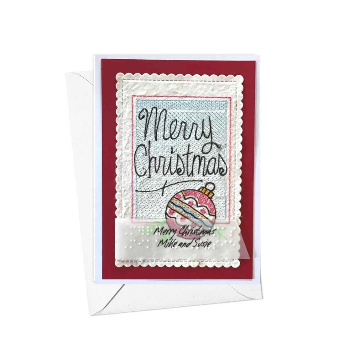 Braille Christmas Greeting Cards "Stitched Christmas Ornament"