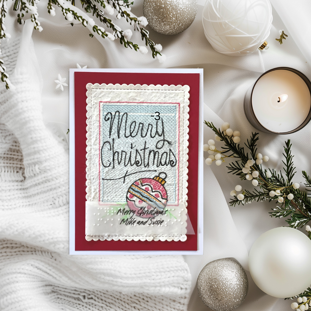 Braille Christmas Greeting Cards "Stitched Christmas Ornament"