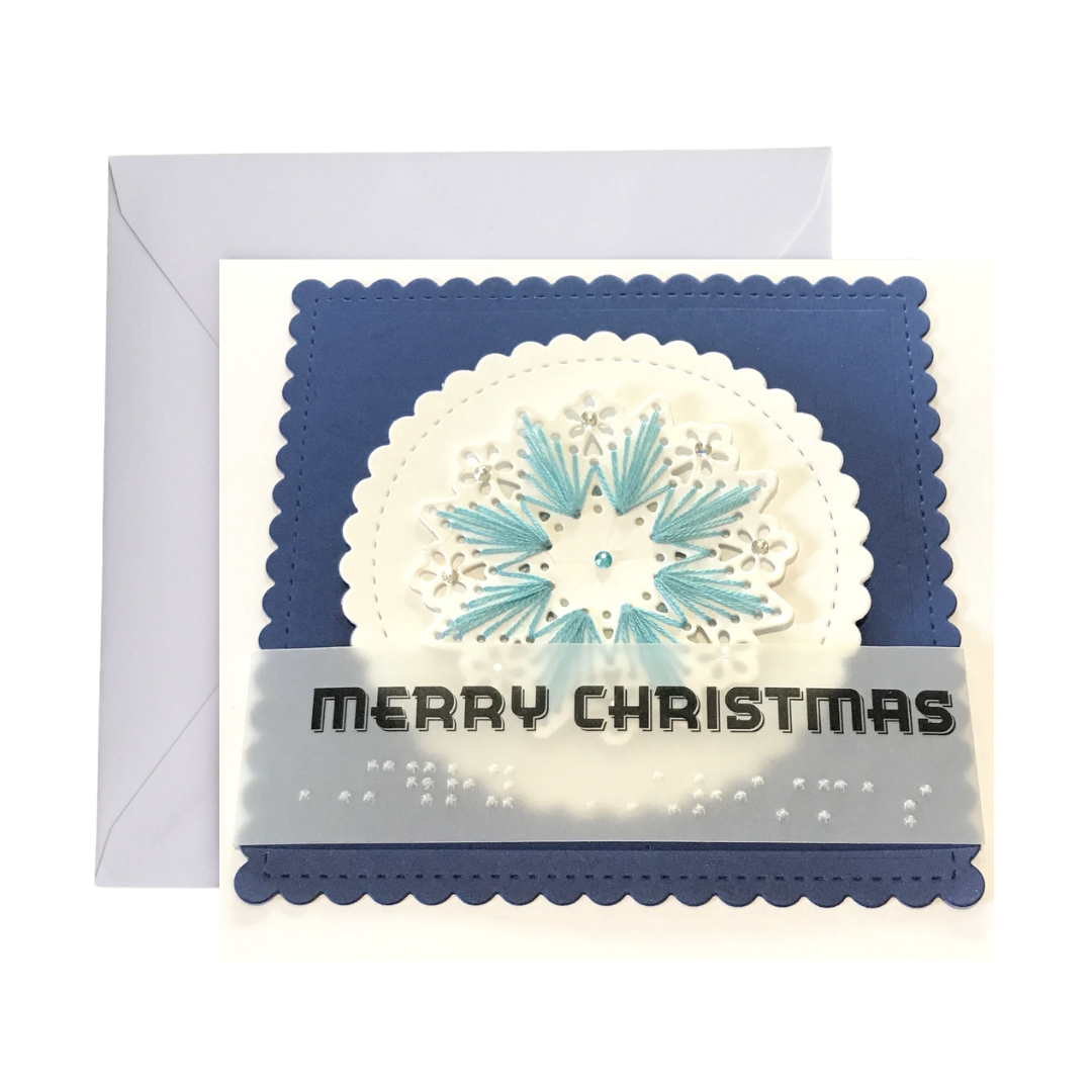 Braille Christmas Greetings Cards "Stitched Snowflake"