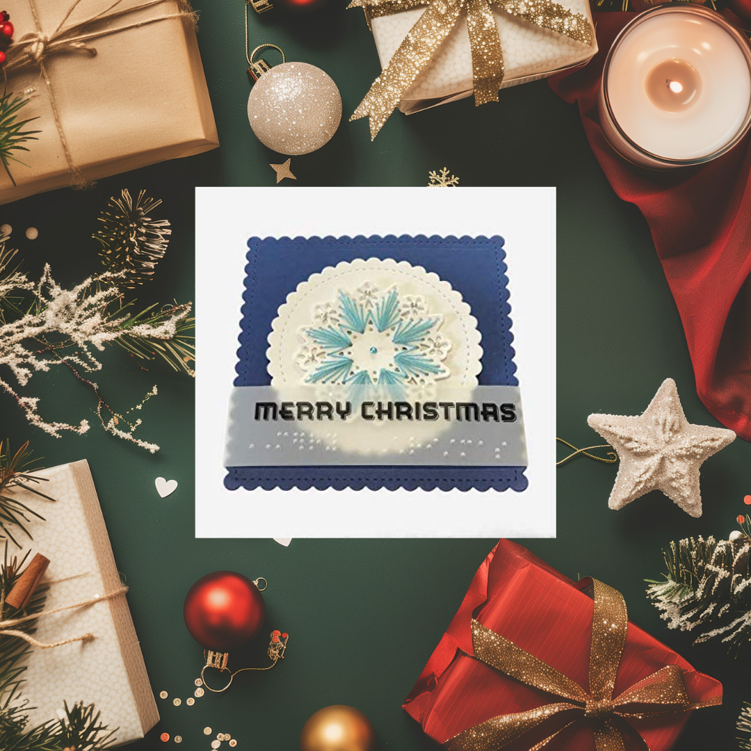 Braille Christmas Greetings Cards "Stitched Snowflake"