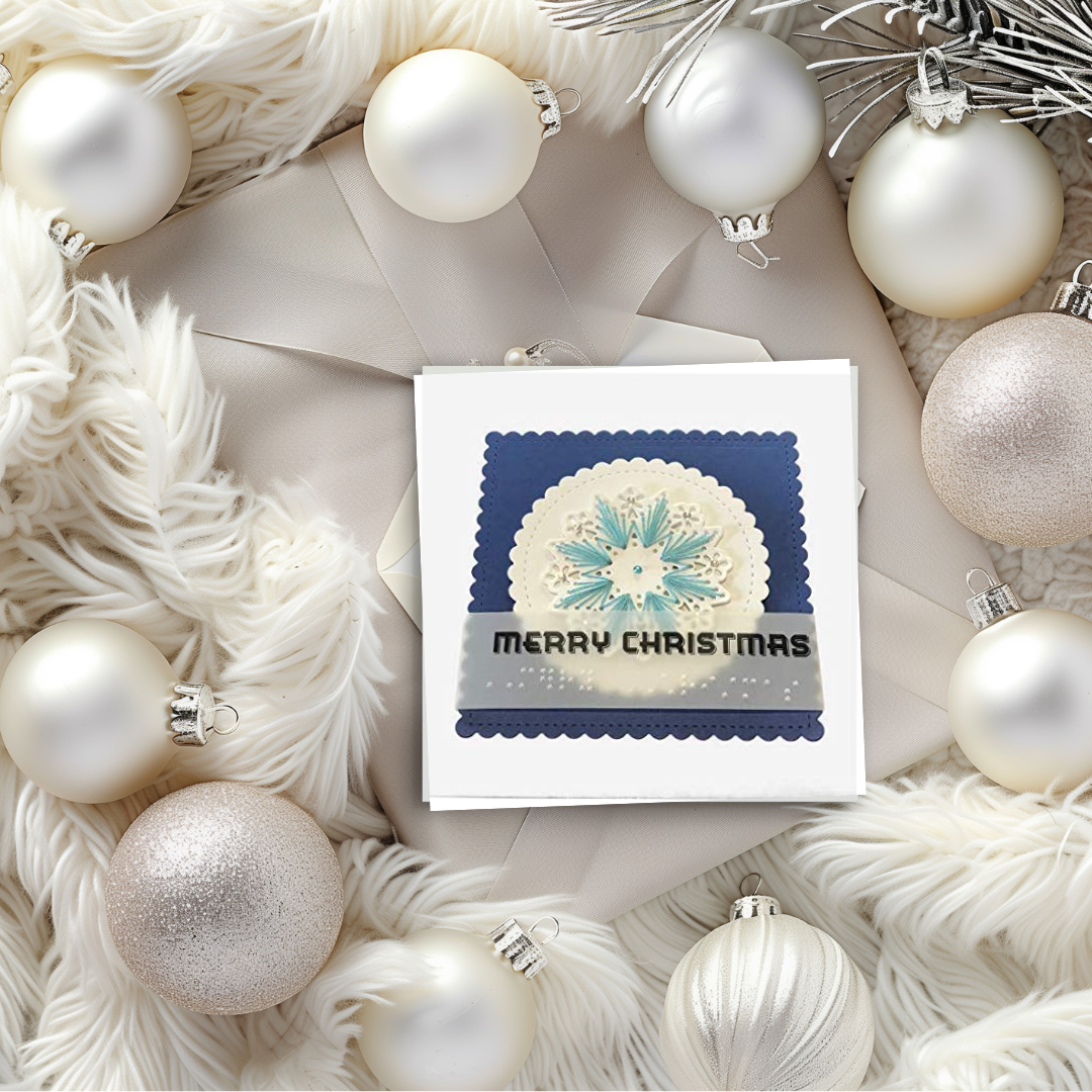 Braille Christmas Greetings Cards "Stitched Snowflake"