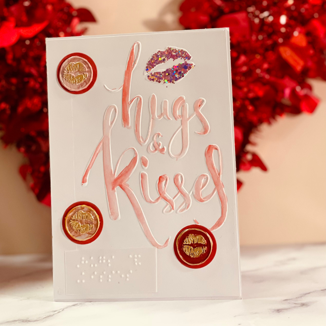 Valentine's Day Braille Card – "Hugs & Kisses"