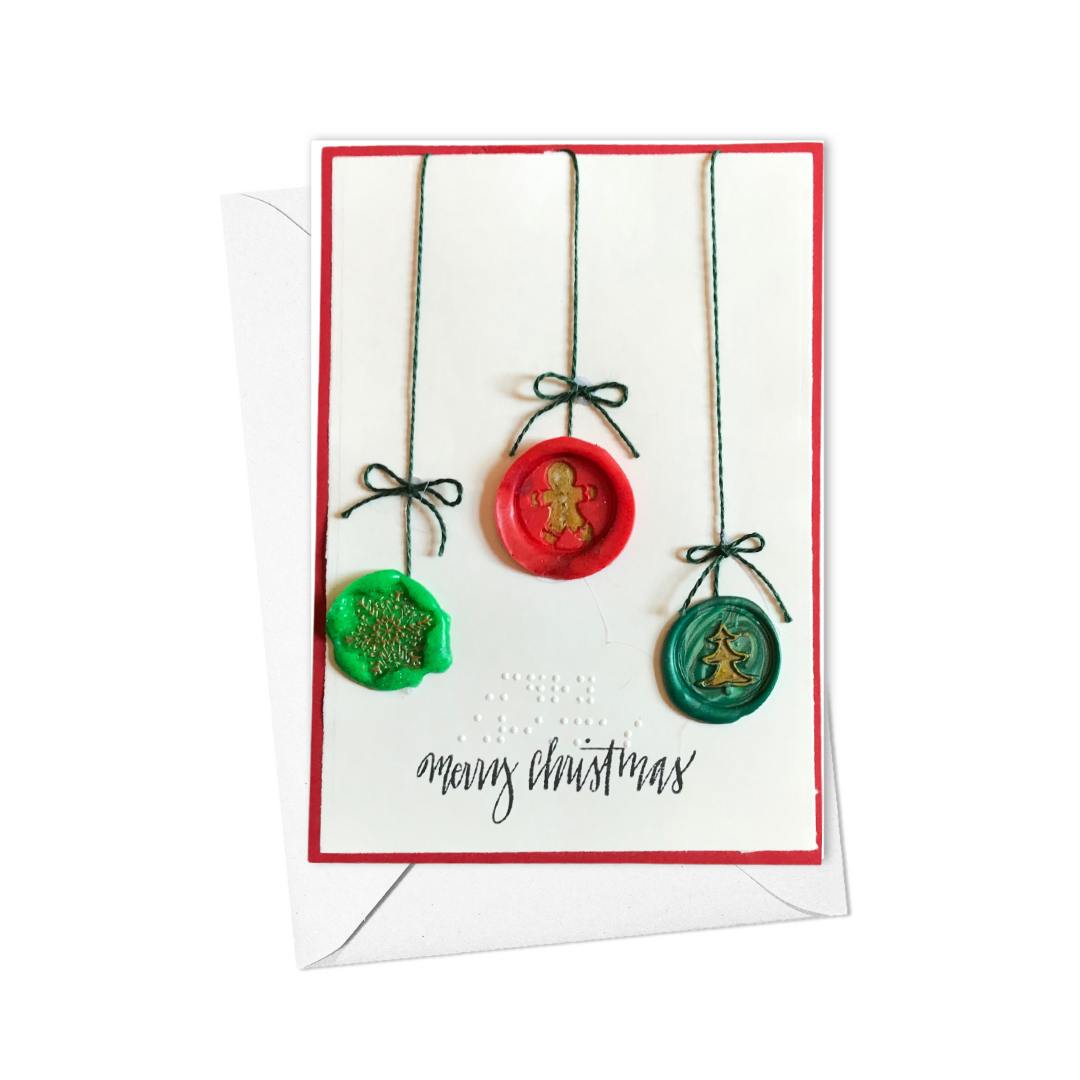 Braille Christmas Greeting Card – Wax Seal Ornaments