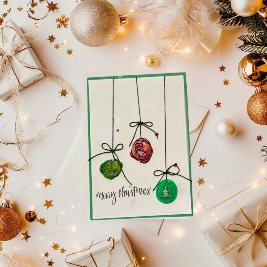 Braille Christmas Greeting Card – Wax Seal Ornaments