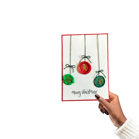 Braille Christmas Greeting Card – Wax Seal Ornaments