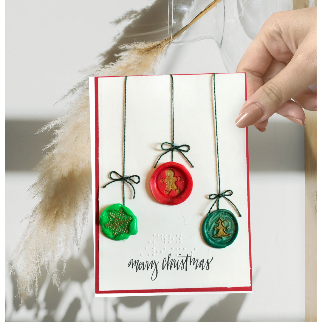 Braille Christmas Greeting Card – Wax Seal Ornaments