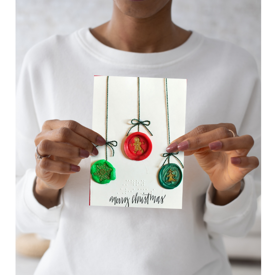 Braille Christmas Greeting Card – Wax Seal Ornaments
