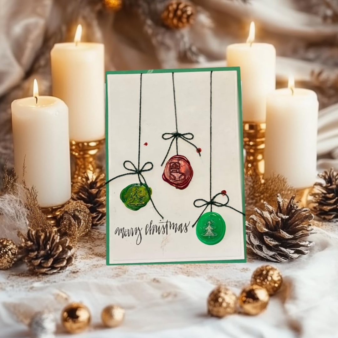 Braille Christmas Greeting Card – Wax Seal Ornaments