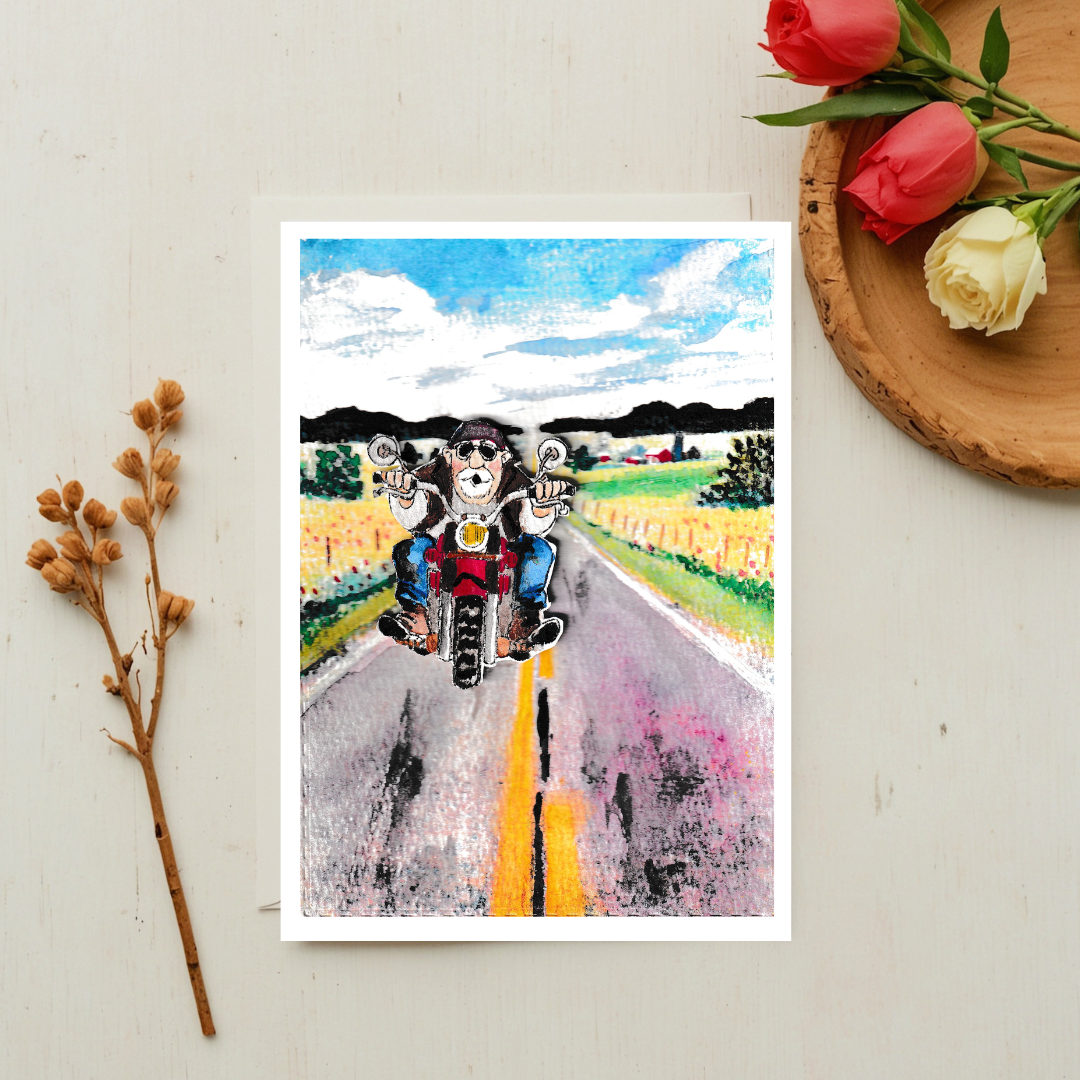 Motorcycle Biker Braille Greeting Card for Him