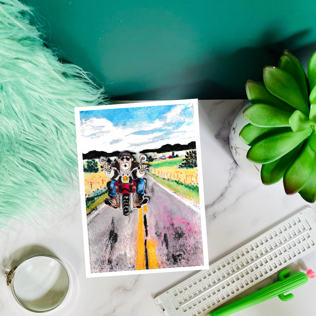 Motorcycle Biker Braille Greeting Card for Him