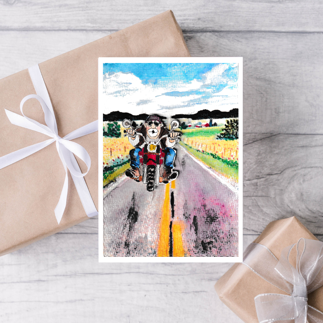 Motorcycle Biker Braille Greeting Card for Him
