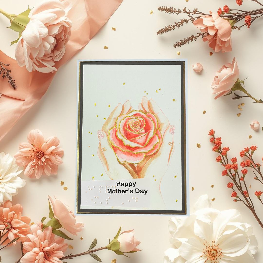 Greeting card with 'Happy Mother's Day' on a decorative background of flowers.