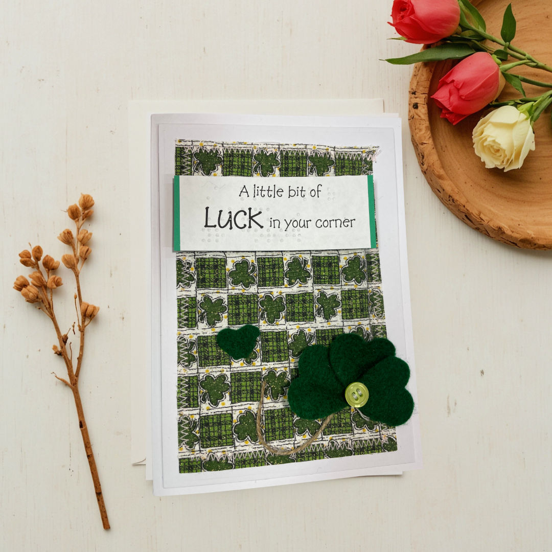 Braille St. Patrick’s Day Card – “A little bit of LUCK in your corner”
