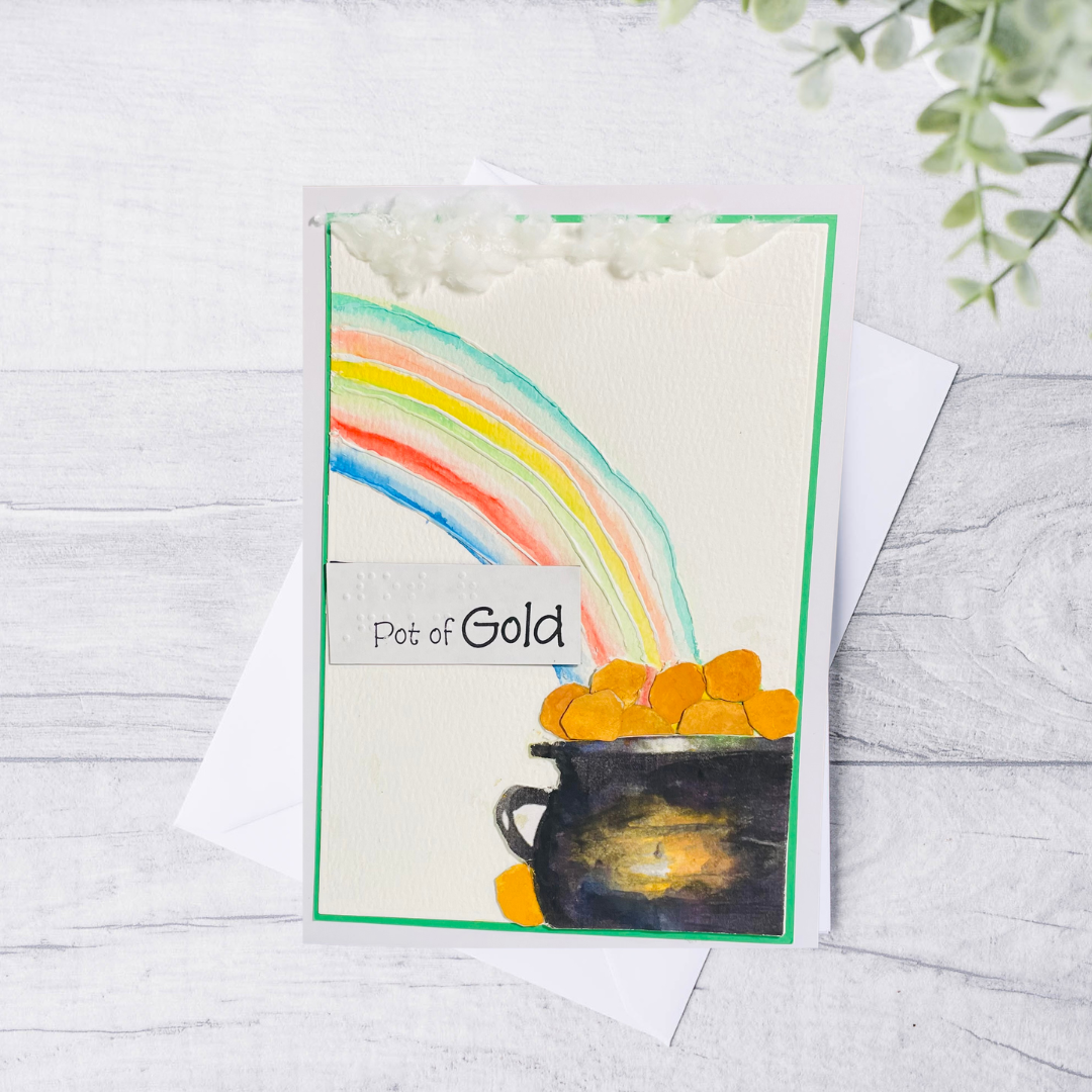 Braille St. Patrick’s Day Card – “Pot of Gold”