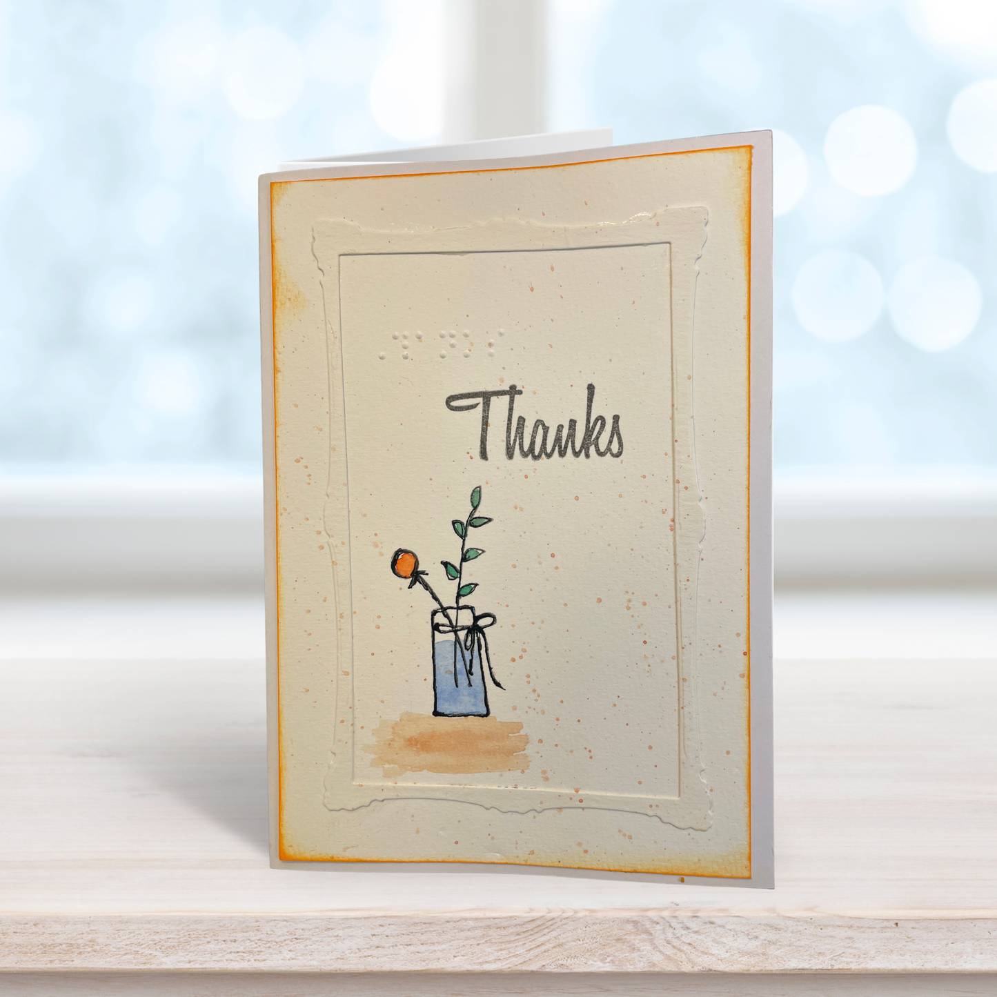 Braille Thank You Card – Rose in a Vase