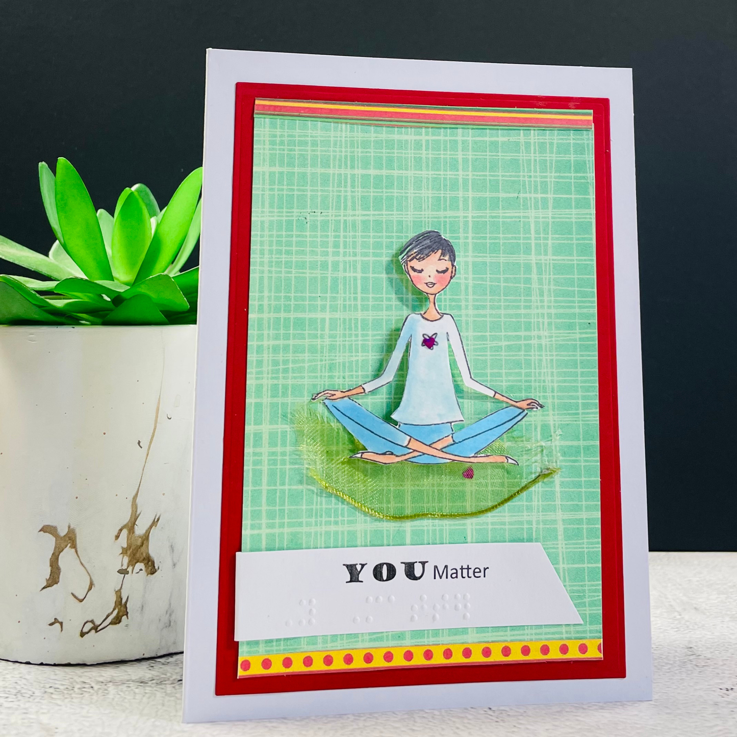 Braille "You Matter" Card for Her | Handmade Tactile Card for Blind & Visually Impaired