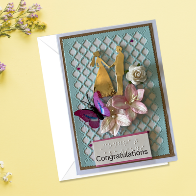 Elegant Wedding Congratulations Card – Braille & Large Print