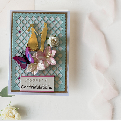 Elegant Wedding Congratulations Card – Braille & Large Print