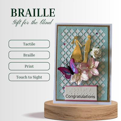 Elegant Wedding Congratulations Card – Braille & Large Print
