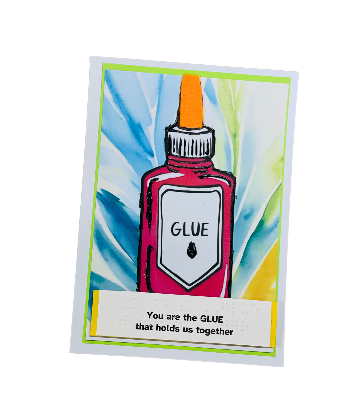 Braille Thank You Card – “You are the glue that holds us together” | Admin Appreciation Card